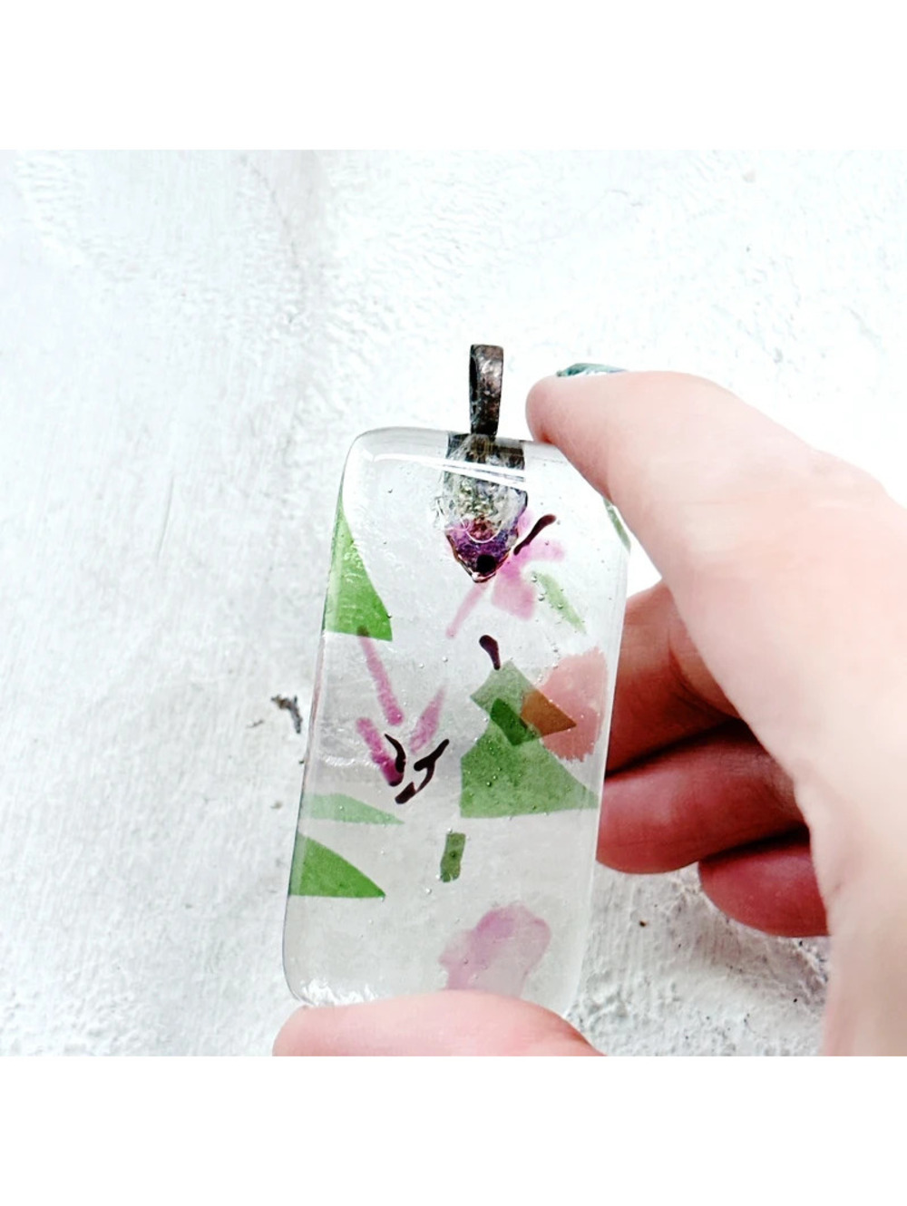 2592mc. Pink Glass Pendant Floral - Picture 7 of 9